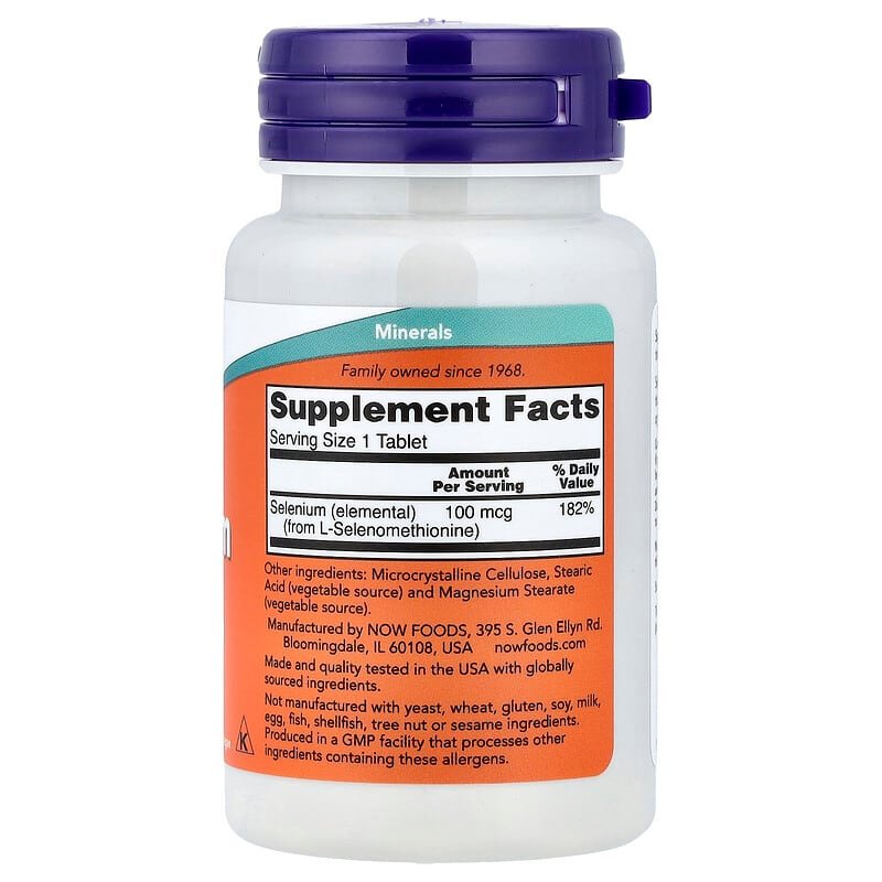 Now Foods Selenium 100 mcg, 100 Tablets - Image 3
