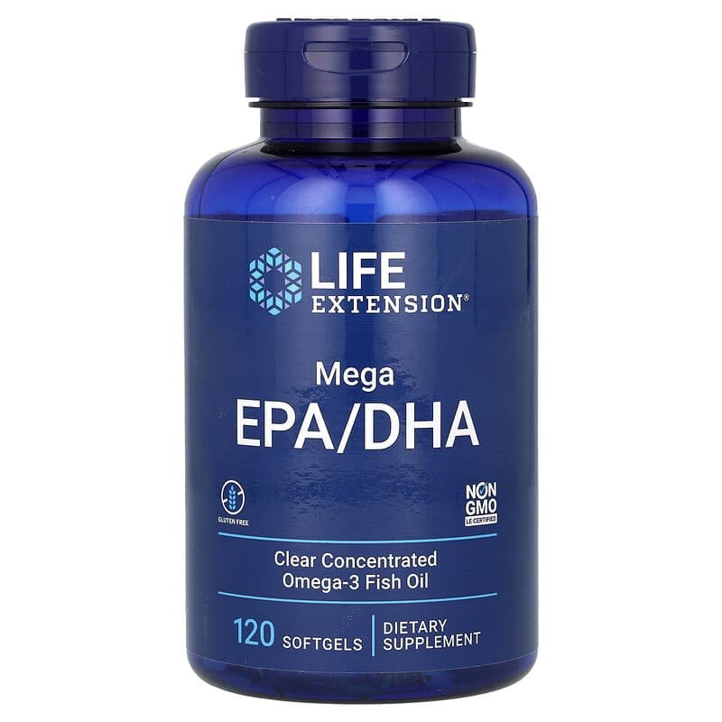 Life Extension Mega EPA/DHA Concentrated Omega-3 Fish Oil 120 Softgels - Image 2